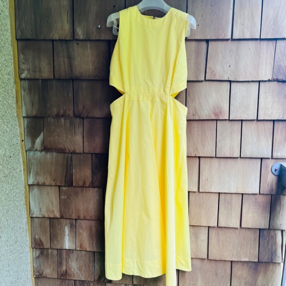 Women’s Sleeveless Cutout Poplin A - Line Midi Dress Size L Light - Yellow - Picture 3 of 16